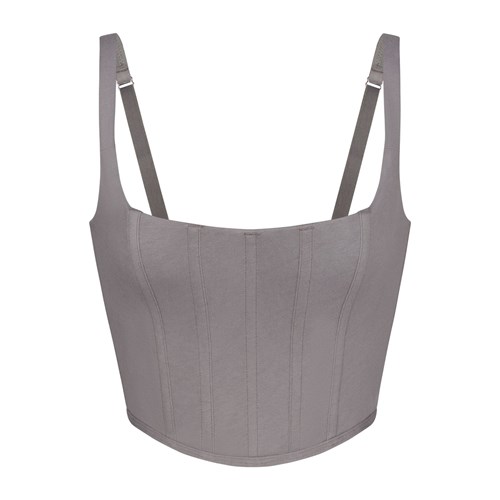 SKIMS Bavlněné Corset Bustier Charcoal | 5740819-LE