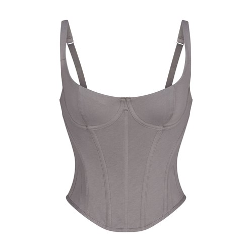 SKIMS Bavlněné Corset Top Charcoal | 0657128-BC