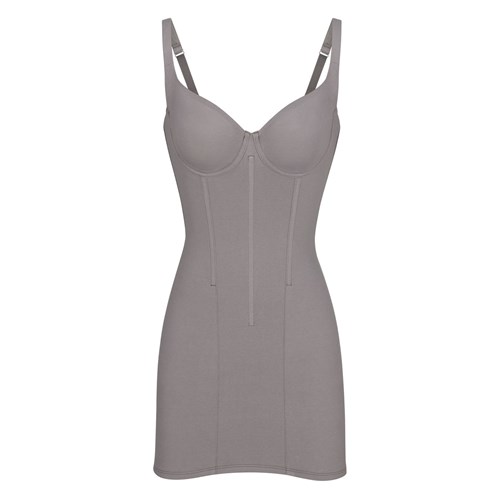 SKIMS Bavlněné Corset Šaty Charcoal | 8342176-JX