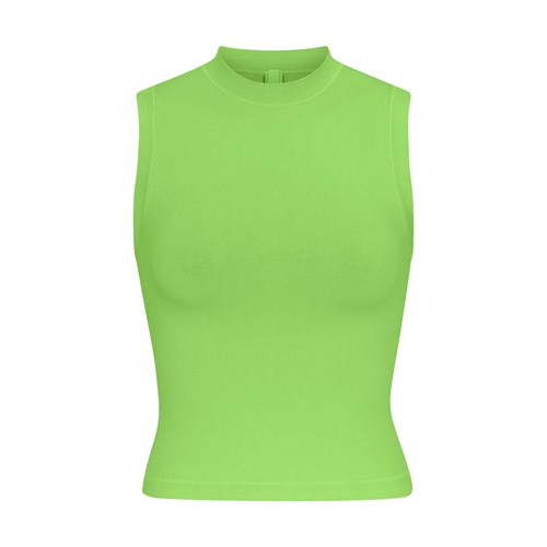 SKIMS Bavlněné Jersey Mock Neck Tank Zelene | 5983610-NK
