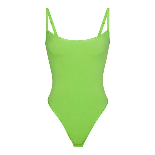 SKIMS Bavlněné Logo Bodysuit Zelene | 9402687-VK