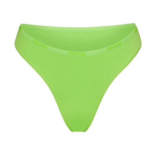 SKIMS Bavlněné Logo High Leg Bikiny Zelene | 9653284-XS