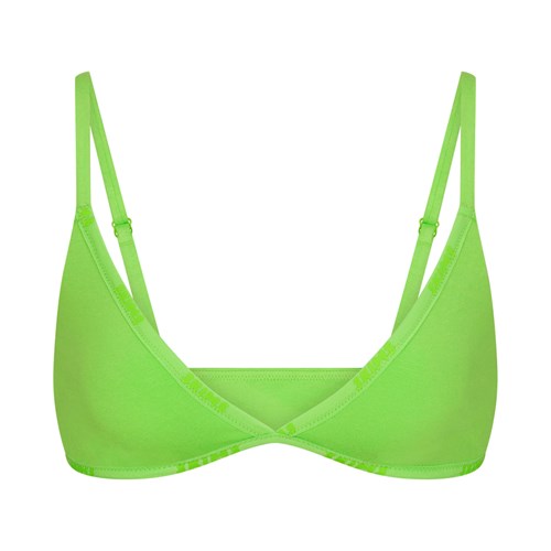 SKIMS Bavlněné Logo Mini Triangle Bralette Zelene | 8317029-ZS