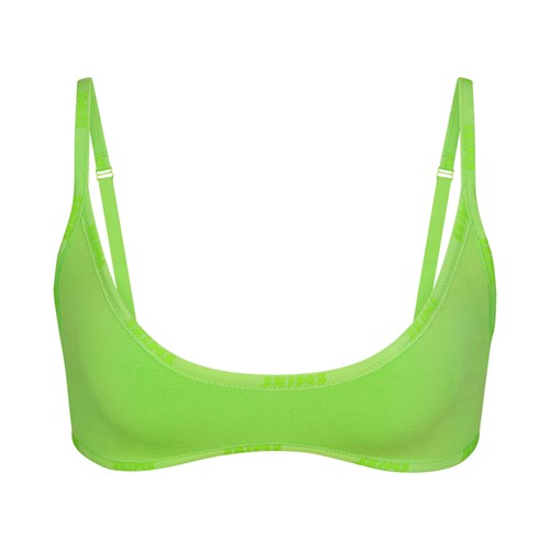 SKIMS Bavlněné Logo Scoop Neck Bralette Zelene | 1729834-JU