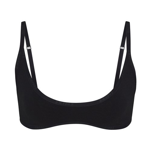 SKIMS Bavlněné Logo Scoop Neck Bralette Soot | 6189324-IN