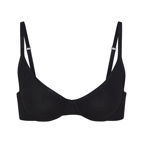 SKIMS Bavlněné Logo Underwire Demi Bra Soot | 4207189-QO