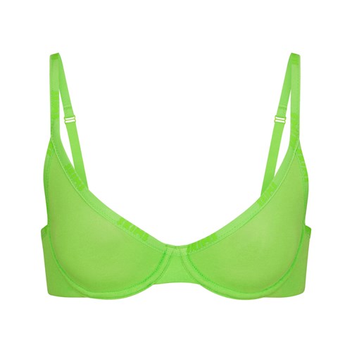 SKIMS Bavlněné Logo Underwire Demi Bra Zelene | 7204683-DN