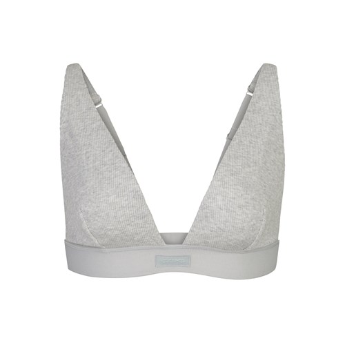 SKIMS Bavlněné Plunge Bralette Světle Šedé | 0529673-SZ