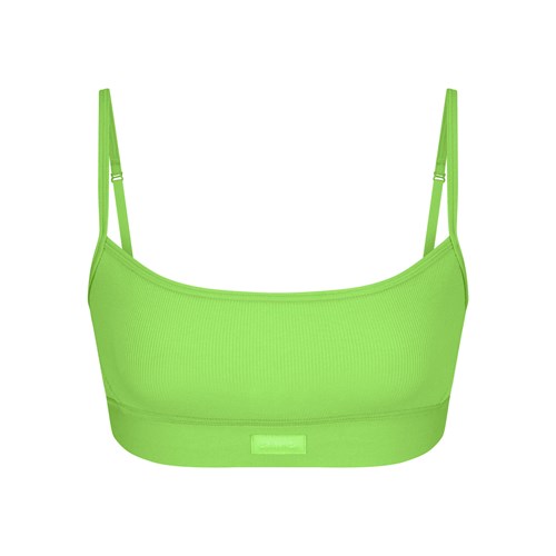 SKIMS Bavlněné Rib Scoop Bralette Zelene | 0637591-ZK