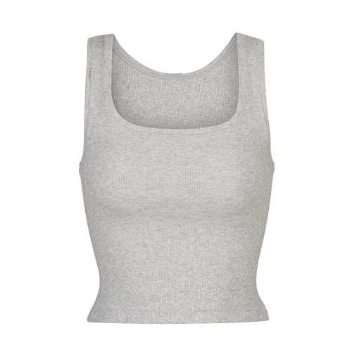 SKIMS Bavlněné Rib Tank Světle Šedé | 1289407-DS