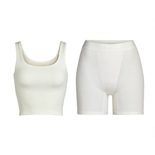 SKIMS Bavlněné Sleep Bundle Bone | 0548361-AD