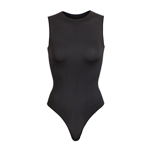 SKIMS Essential Crew Neck Bez Rukávů Bodysuit Onyx | 1852974-VB