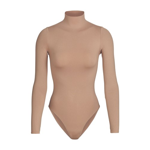SKIMS Essential Mock Neck Long Sleeve Bodysuit Sienna | 9705384-CJ