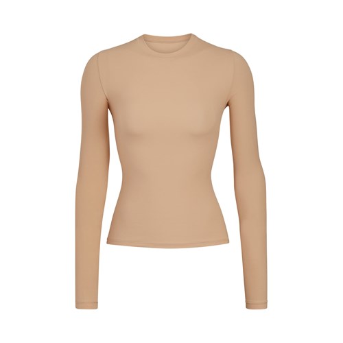 SKIMS Fits Everybody Long Sleeve T-shirt Clay | 4716539-QD