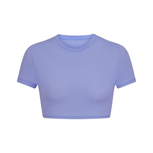 SKIMS Fits Everybody Super Cropped T-shirt Cielo | 3182650-AY