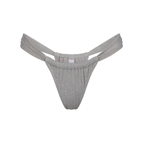 SKIMS Glitter Swim Ruched Bikiny Tanga Nickel | 3648950-IU
