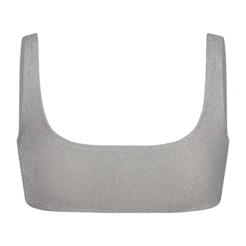 SKIMS Glitter Swim Scoop Bikiny Top Nickel | 7892351-HC