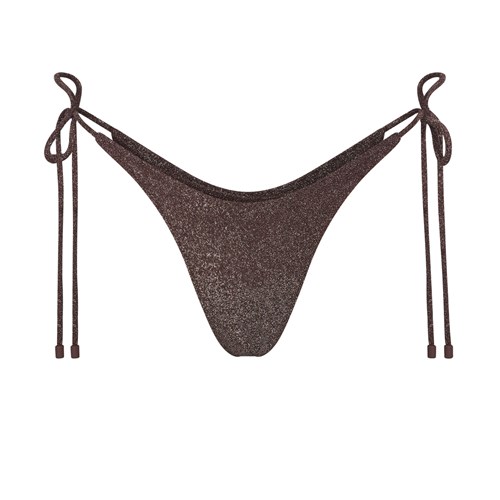 SKIMS Glitter Swim Tie Bikiny Bottom Cocoa | 0713284-BX