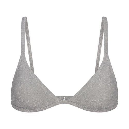 SKIMS Glitter Swim Triangle Bikiny Top Nickel | 5726034-NY