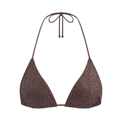 SKIMS Glitter Swim Triangle Tie Bikiny Top Cocoa | 8407213-VO