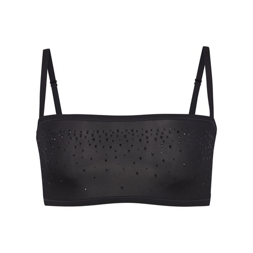 SKIMS Jelly Sheer Rhinestone Rovný Neck Bralette Onyx | 7420389-CQ