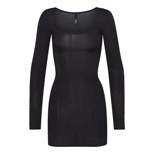 SKIMS Jelly Sheer Rhinestone Šaty Onyx | 6781052-ES