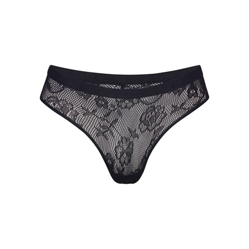 SKIMS Knit Krajkové Dipped Tanga Onyx | 5031649-MD