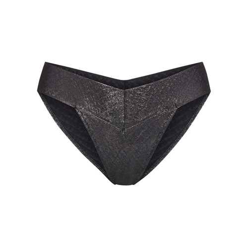 SKIMS Logo Mesh Foil Cheeky Bikiny Onyx | 2504986-BF