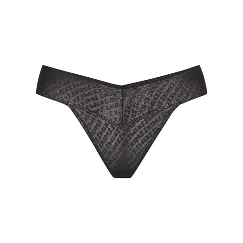 SKIMS Logo Mesh Foil Tanga Onyx | 8657190-DQ