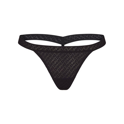 SKIMS Logo Mesh Skimpy Tanga Onyx | 3401579-YC