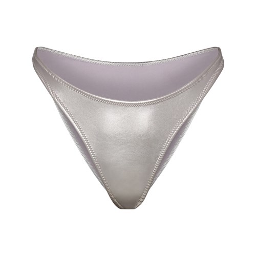 SKIMS Metallic Swim Dipped Mid Pasem Bottoms Nickel | 6745032-OM