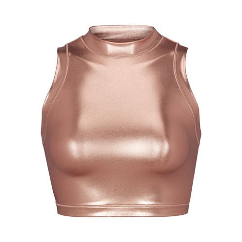 SKIMS Metallic Swim Mock Neck Tank Champagne | 0421978-QJ