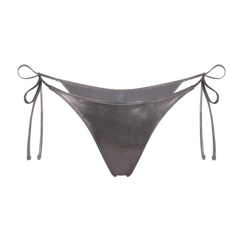 SKIMS Metallic Swim Skimpy Tie Bottom Carbon | 9578231-VJ