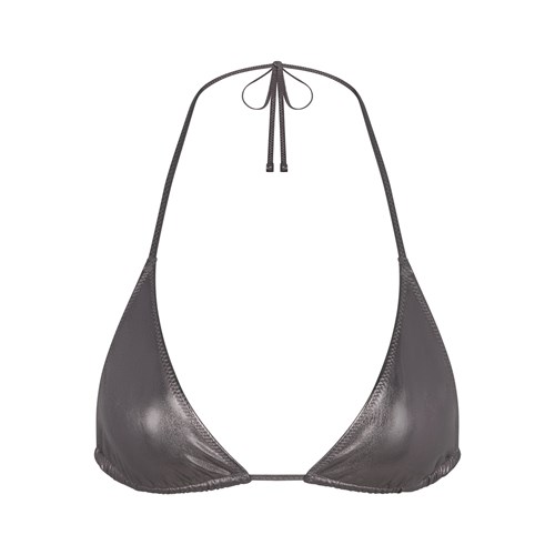 SKIMS Metallic Swim Skimpy Triangle Top Carbon | 6527483-LD