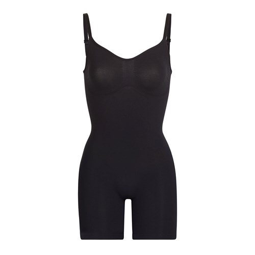 SKIMS Sculpting Bodysuit Mid Thigh W. Open Gusset Onyx | 0875213-PD