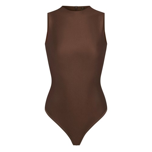 SKIMS Skims Disco Bez Rukávů Mock Neck Bodysuit Cocoa | 8425093-PF