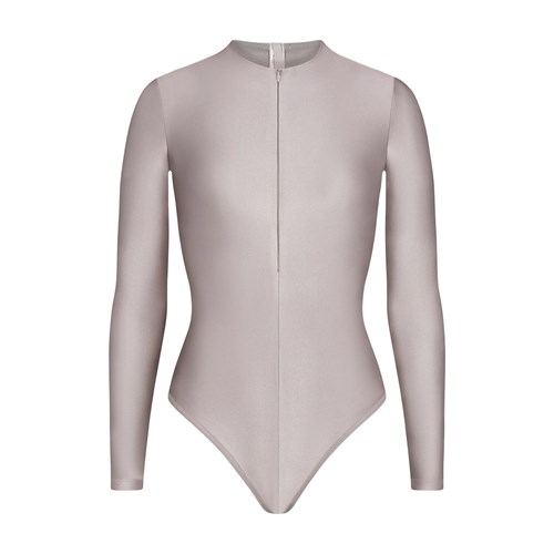 SKIMS Skims Disco Long Sleeve Bodysuit Stříbrné | 3274859-TH