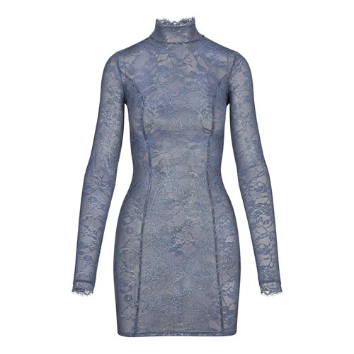 SKIMS Skims Krajkové Turtleneck Šaty Thunder | 7164325-UM