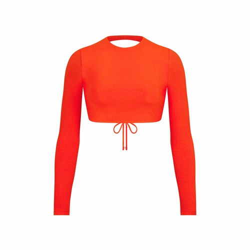 SKIMS Soft Lounge Open Back Super Crop Top Fire | 1572084-RV