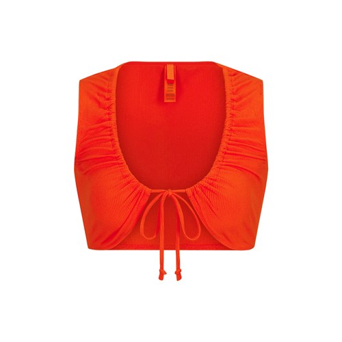 SKIMS Soft Lounge Tie Front Super Crop Top Fire | 9306457-LU