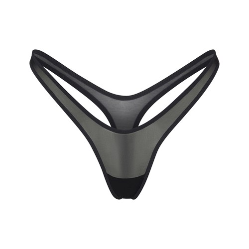 SKIMS Ultra Fine Mesh Micro Dipped Tanga Onyx | 2017439-KY