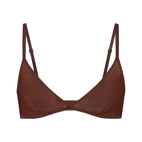 SKIMS Ultra Fine Mesh Triangle Bralette Mahogany | 5760924-FE